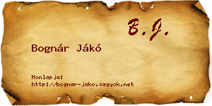 Bognár Jákó névjegykártya